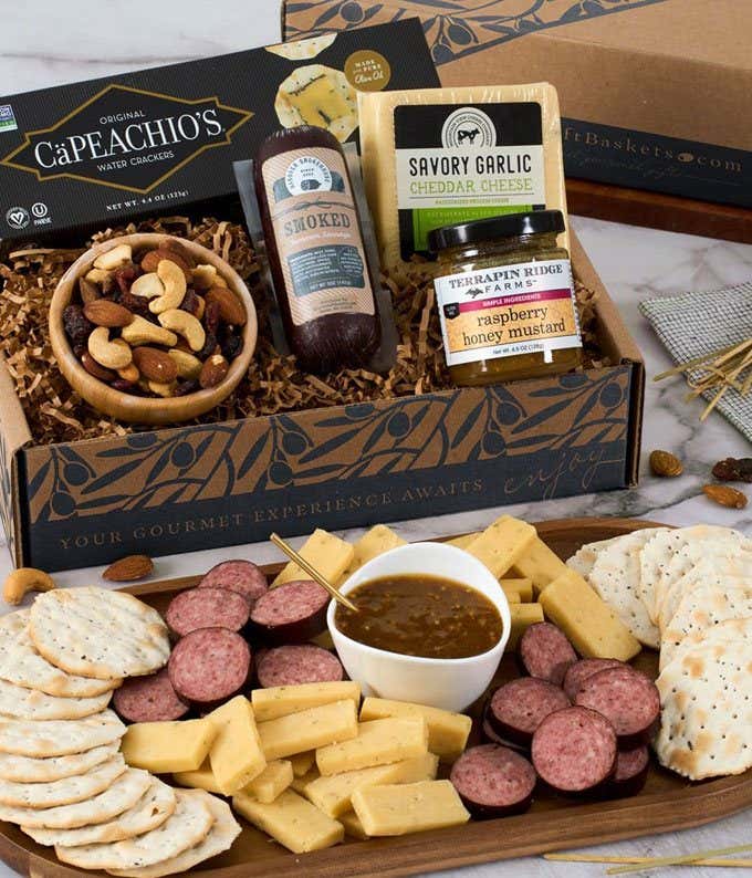 Sausage, Cheese and Crackers Basket