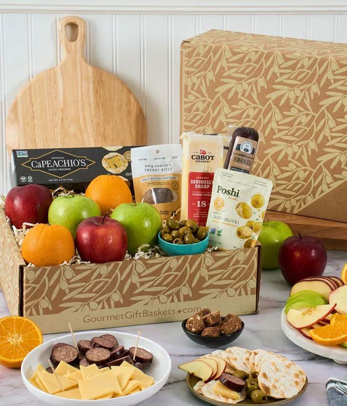 Farmer's Market fruit, cheese and sausage gift basket