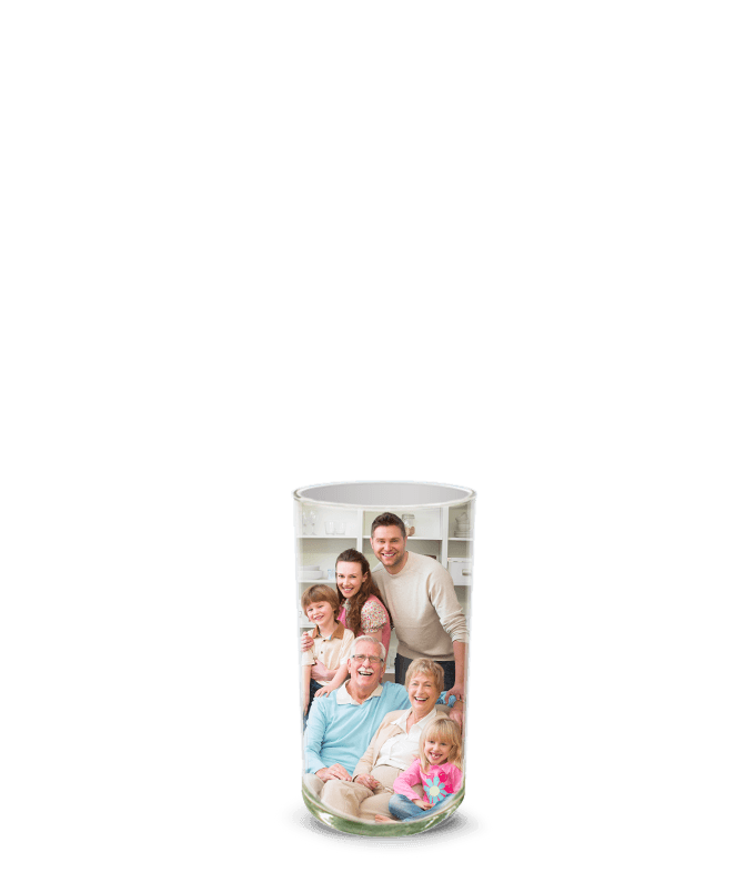 Partial image of Custom Photo Vase without flowers.